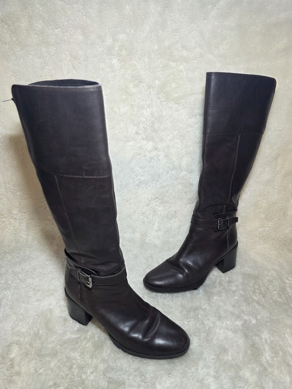 Geox D Glynna Tall Brown Leather Knee High Boots Size 39 US 9